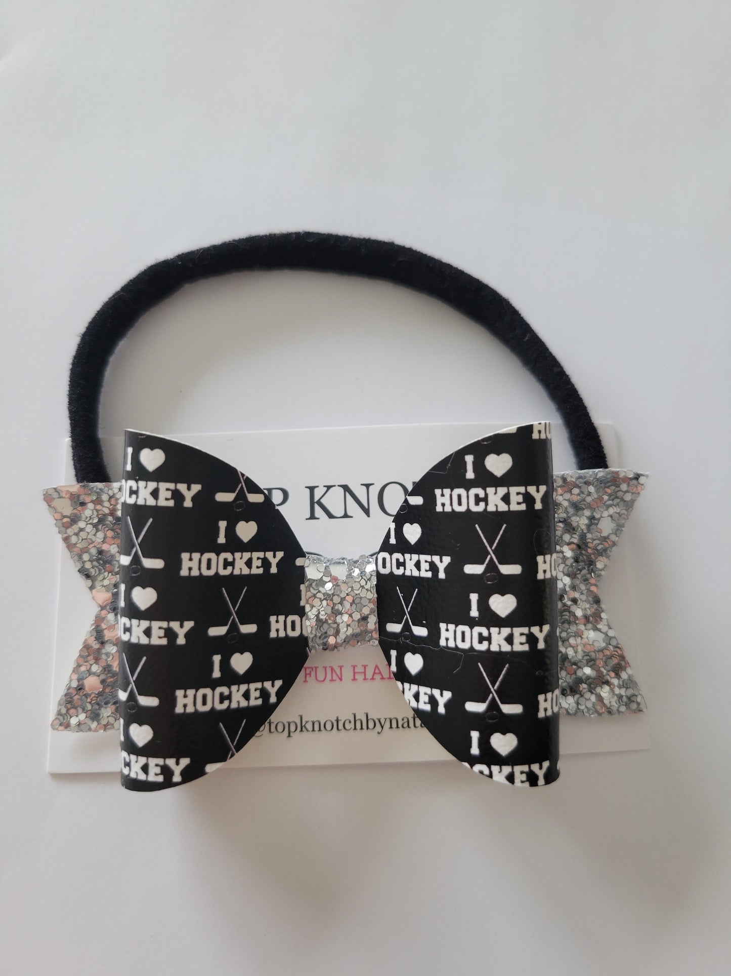 HOCKEY - I ❤️ Hockey, faux leather on nylon headband