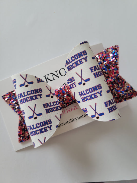 HOCKEY - Faux leather bow, Falcons